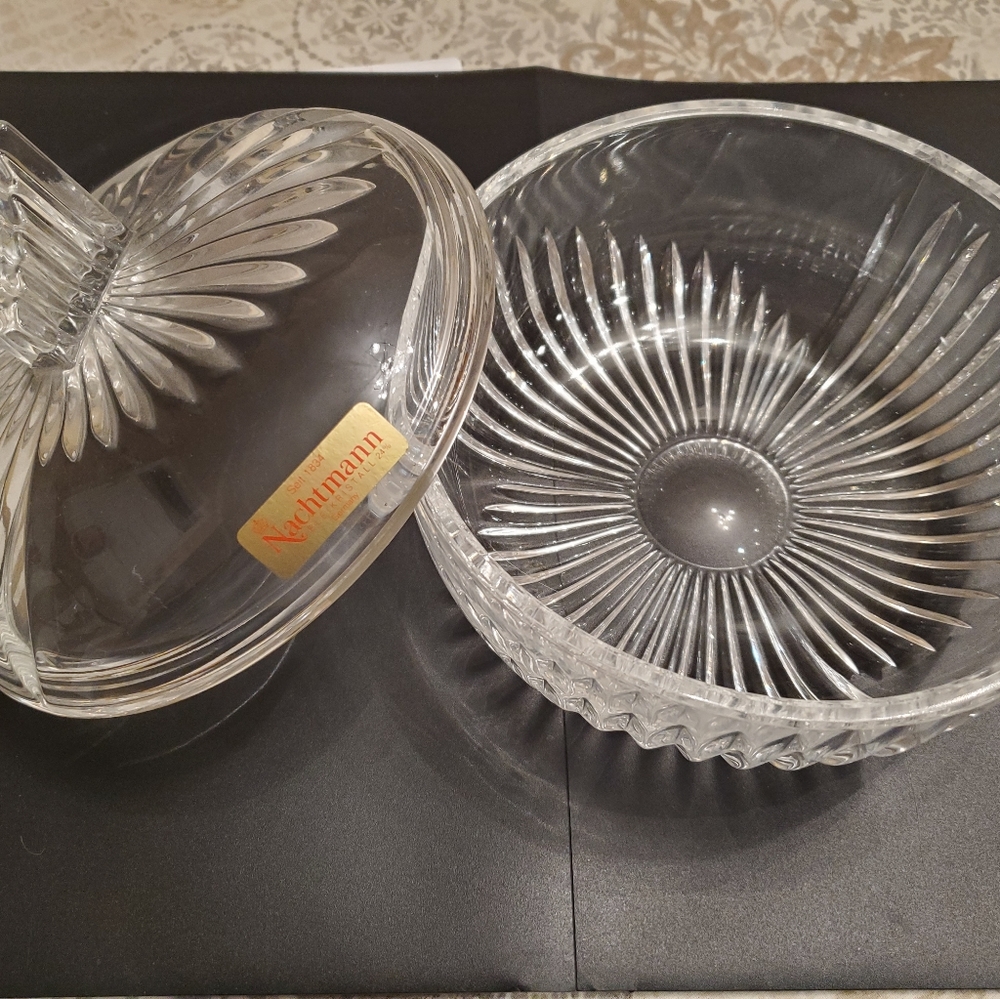 6" Crystal Serving bowl with lid, made in Germany